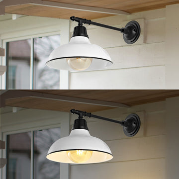 Wallace 12.25" Farmhouse Industrial Indoor/Outdoor Iron LED Victorian Arm Outdoor Sconce